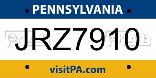 JRZ7910 Pennsylvania License Plate