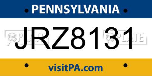 JRZ8131 Pennsylvania License Plate