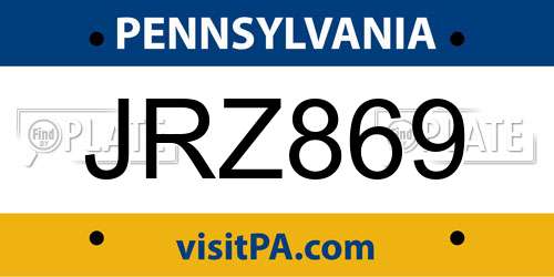 JRZ869 Pennsylvania License Plate