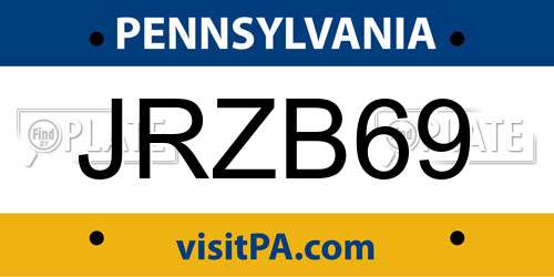 JRZB69 Pennsylvania License Plate