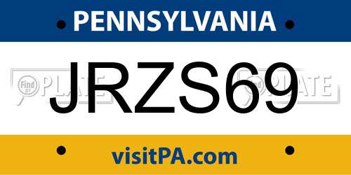 JRZS69 Pennsylvania License Plate