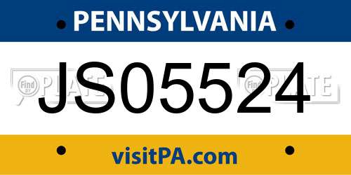 JS05524 Pennsylvania License Plate
