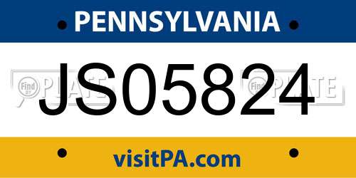 JS05824 Pennsylvania License Plate