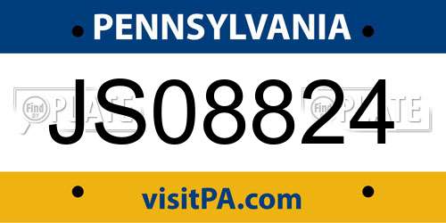 JS08824 Pennsylvania License Plate