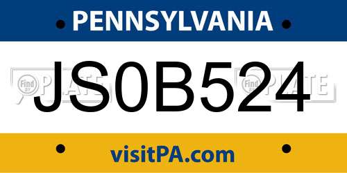 JS0B524 Pennsylvania License Plate