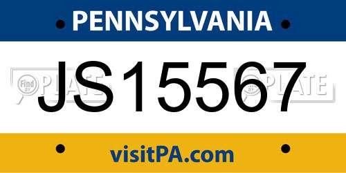 JS15567 Pennsylvania License Plate