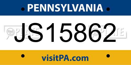 JS15862 Pennsylvania License Plate