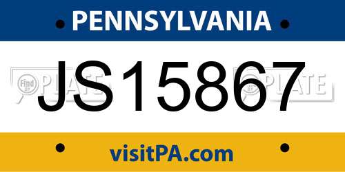 JS15867 Pennsylvania License Plate