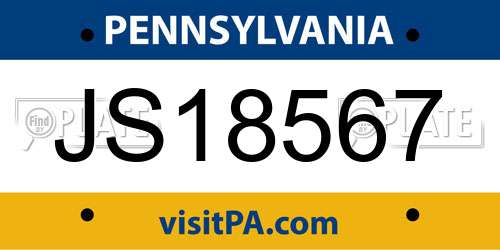 JS18567 Pennsylvania License Plate