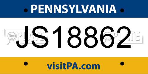 JS18862 Pennsylvania License Plate