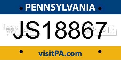 JS18867 Pennsylvania License Plate