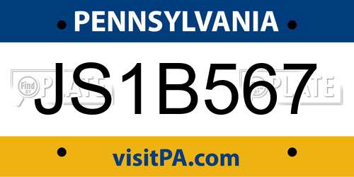 JS1B567 Pennsylvania License Plate