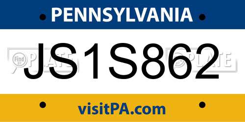 JS1S862 Pennsylvania License Plate