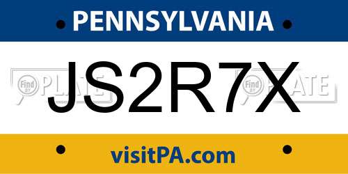 JS2R7X Pennsylvania License Plate