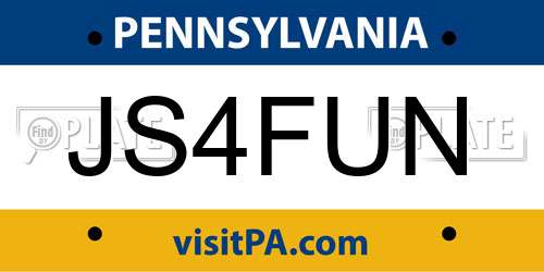 JS4FUN Pennsylvania License Plate