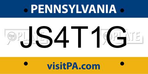 JS4T1G Pennsylvania License Plate