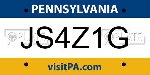 JS4Z1G Pennsylvania License Plate
