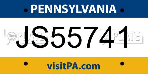 JS55741 Pennsylvania License Plate