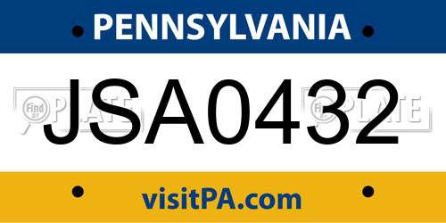 JSA0432 Pennsylvania License Plate