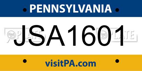 JSA1601 Pennsylvania License Plate