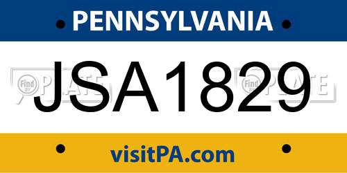 JSA1829 Pennsylvania License Plate