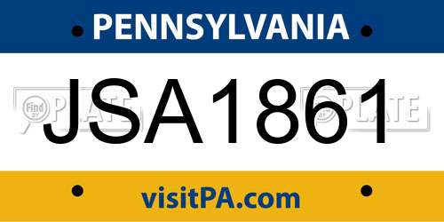 JSA1861 Pennsylvania License Plate