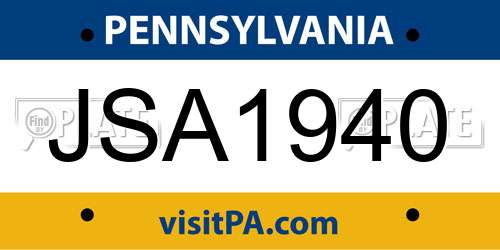 JSA1940 Pennsylvania License Plate