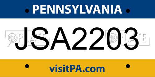 JSA2203 Pennsylvania License Plate