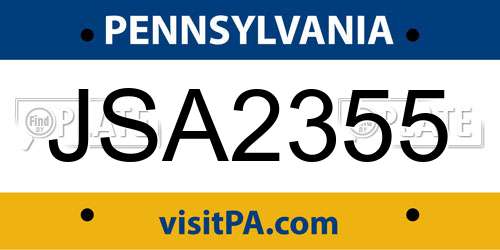 JSA2355 Pennsylvania License Plate