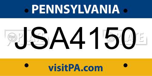 JSA4150 Pennsylvania License Plate