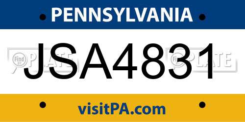 JSA4831 Pennsylvania License Plate