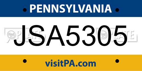 JSA5305 Pennsylvania License Plate