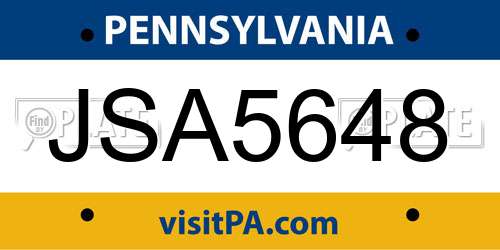 JSA5648 Pennsylvania License Plate