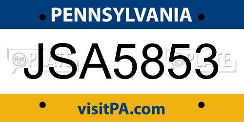 JSA5853 Pennsylvania License Plate