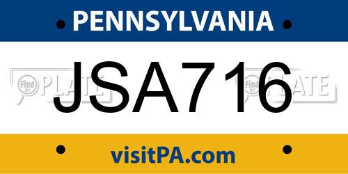 JSA716 Pennsylvania License Plate
