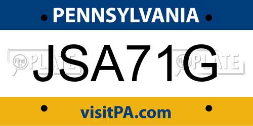 JSA71G Pennsylvania License Plate