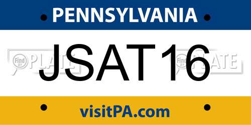 JSAT16 Pennsylvania License Plate
