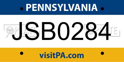 JSB0284 Pennsylvania License Plate