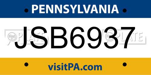 JSB6937 Pennsylvania License Plate