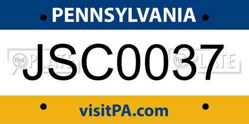 JSC0037 Pennsylvania License Plate