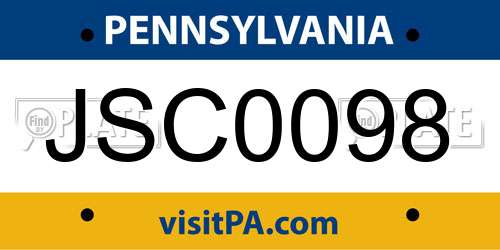 JSC0098 Pennsylvania License Plate