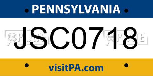 JSC0718 Pennsylvania License Plate