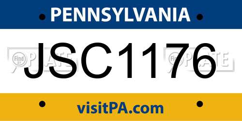 JSC1176 Pennsylvania License Plate