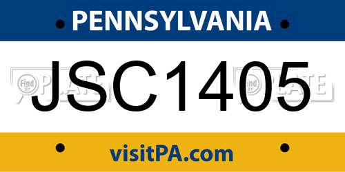 JSC1405 Pennsylvania License Plate
