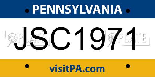 JSC1971 Pennsylvania License Plate