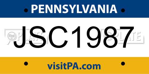 JSC1987 Pennsylvania License Plate