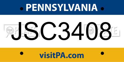 JSC3408 Pennsylvania License Plate