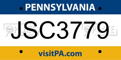 JSC3779 Pennsylvania License Plate