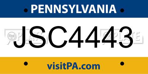 JSC4443 Pennsylvania License Plate