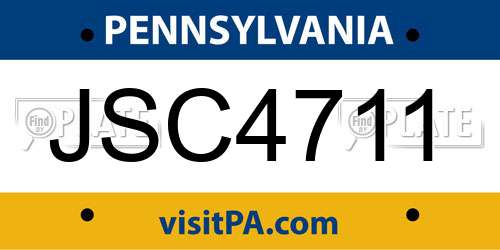 JSC4711 Pennsylvania License Plate